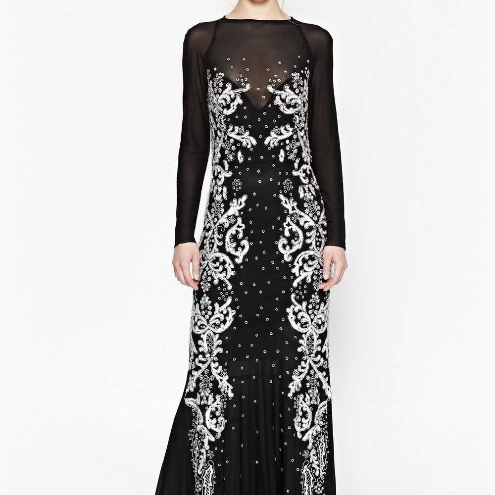 French Connection BEADED SEQUIN MAXI DRESS GOWN